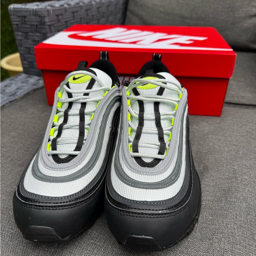 Nike Air Max 97 Sneakers - Gray, Black & Neon Yellow